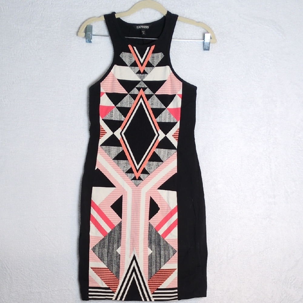 Express Women's‎ Geometric Pink Sleeveless Midi Dress Size XS